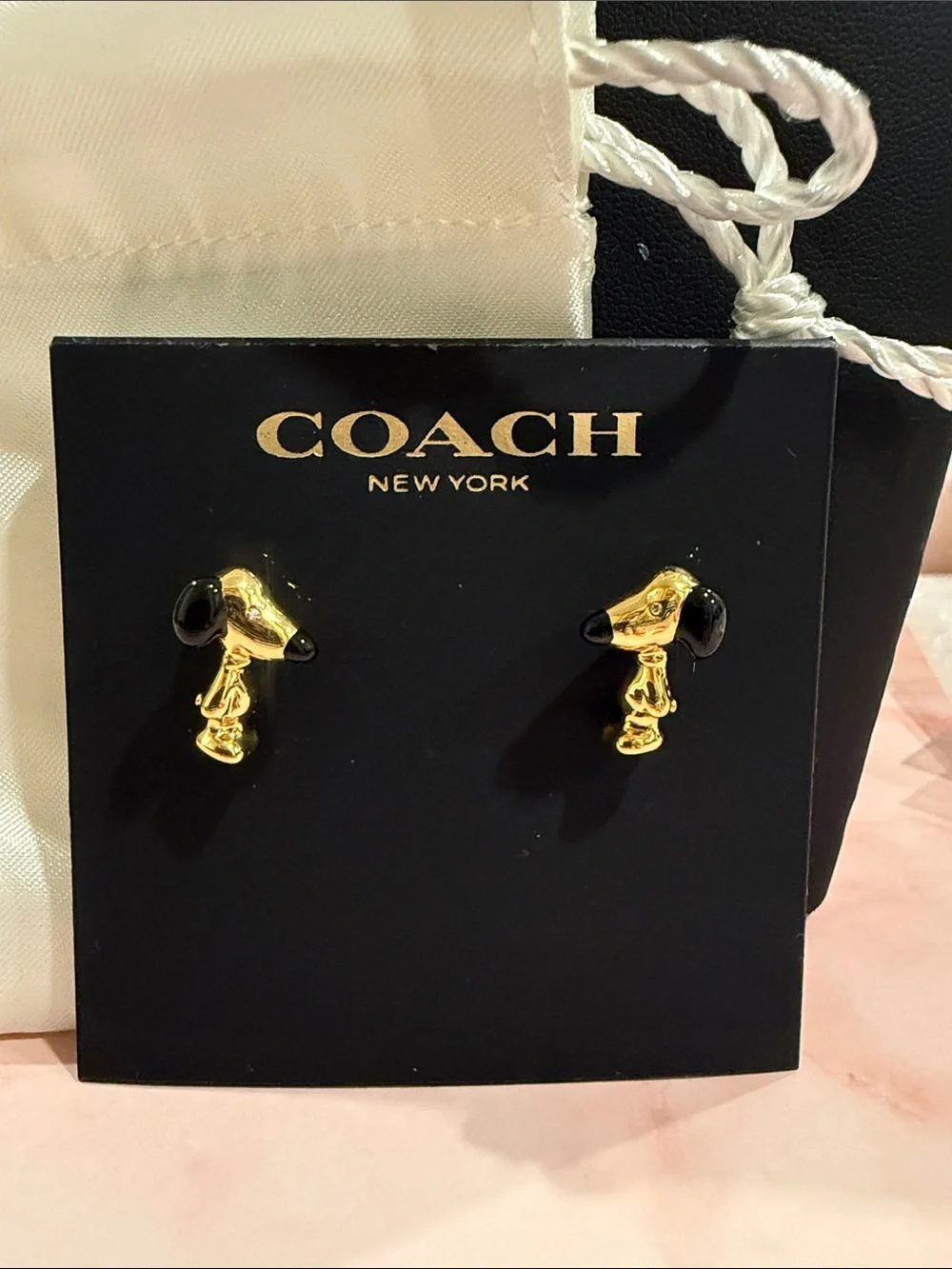 COACH | Gold and Black Snoopy Stud Earrings